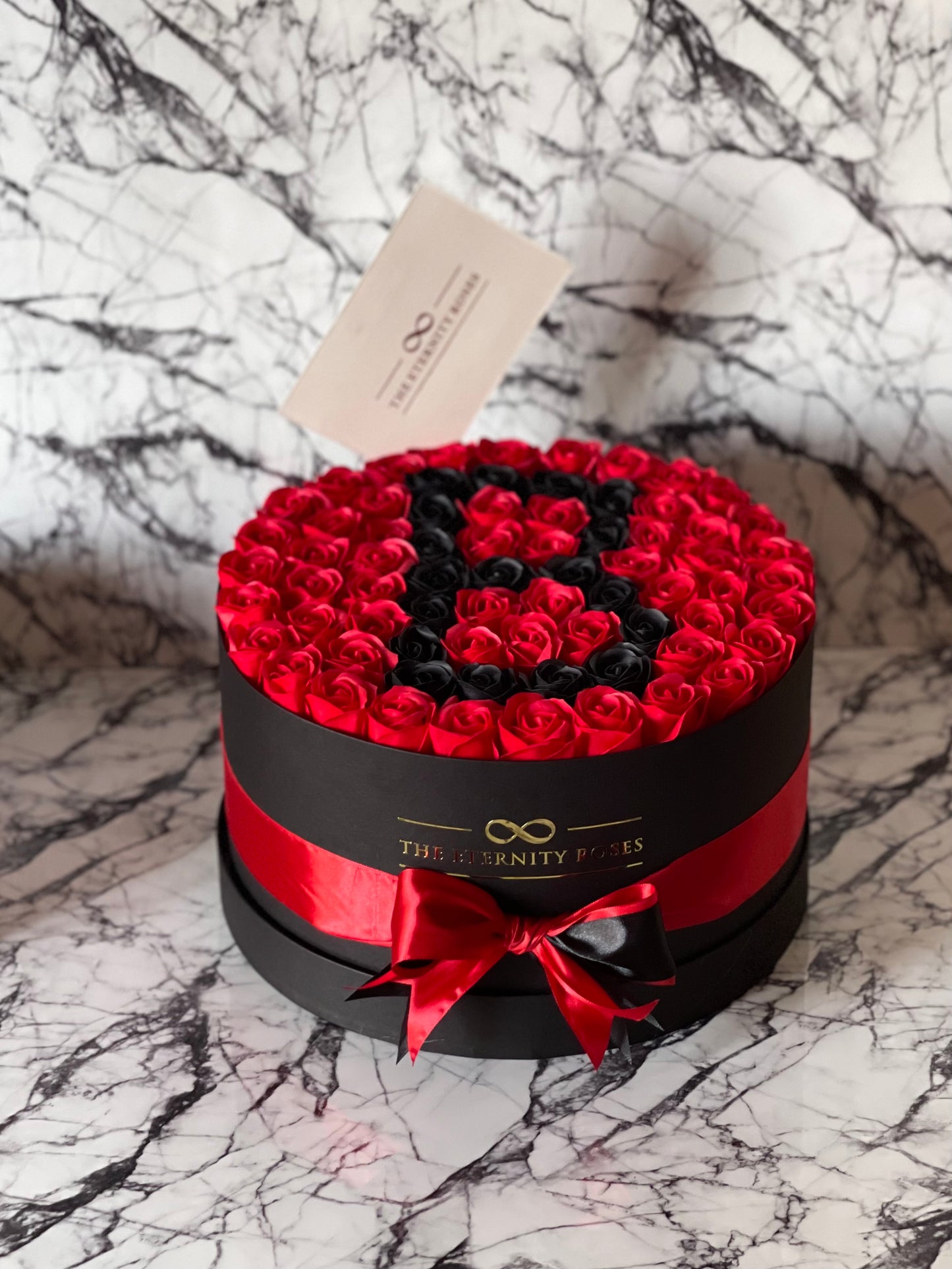 Large Letter Flower Box Red & Black on Black