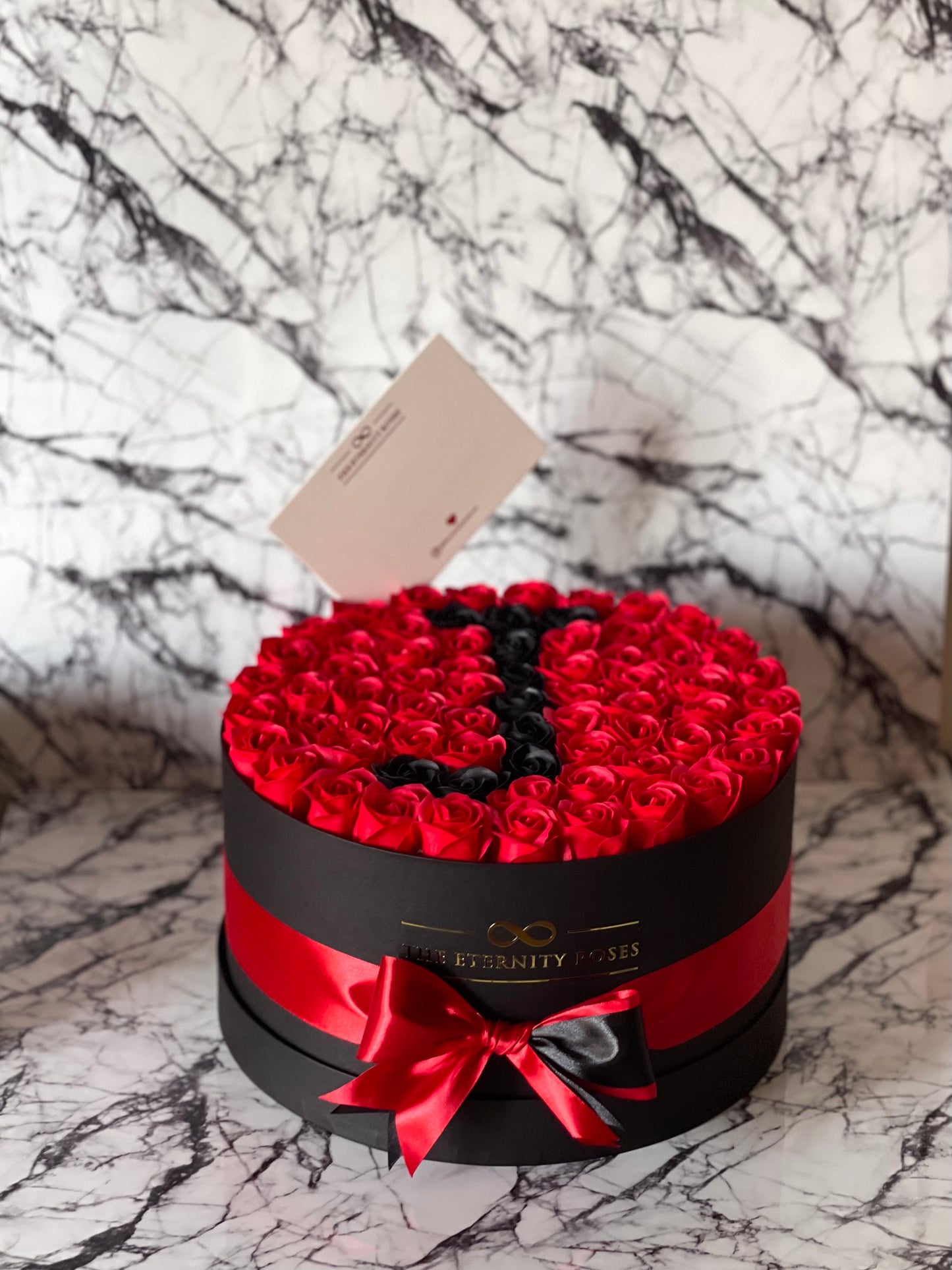 Large Letter Flower Box Red & Black on Black
