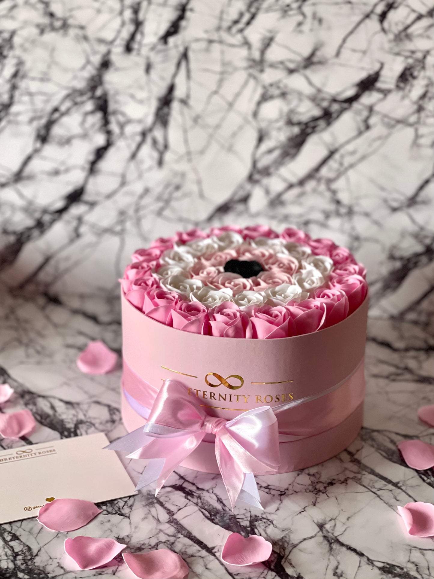 Medium "Evil Eye" Flower Box Pink & White & Light Pink & Black on Pink
