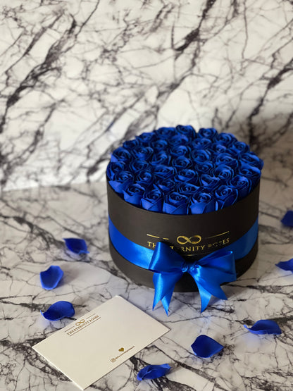 Medium Flower Box Blue on Black