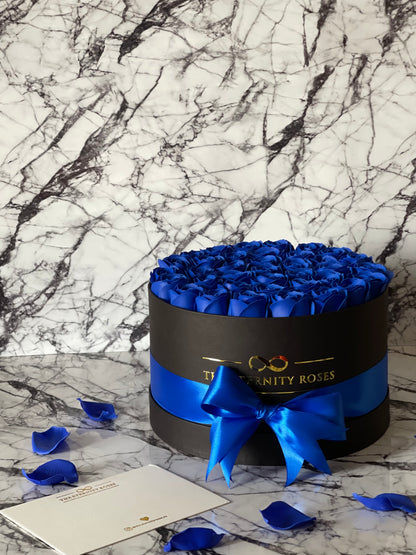 Medium Flower Box Blue on Black