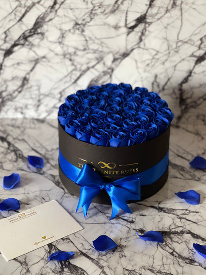 Medium Flower Box Blue on Black