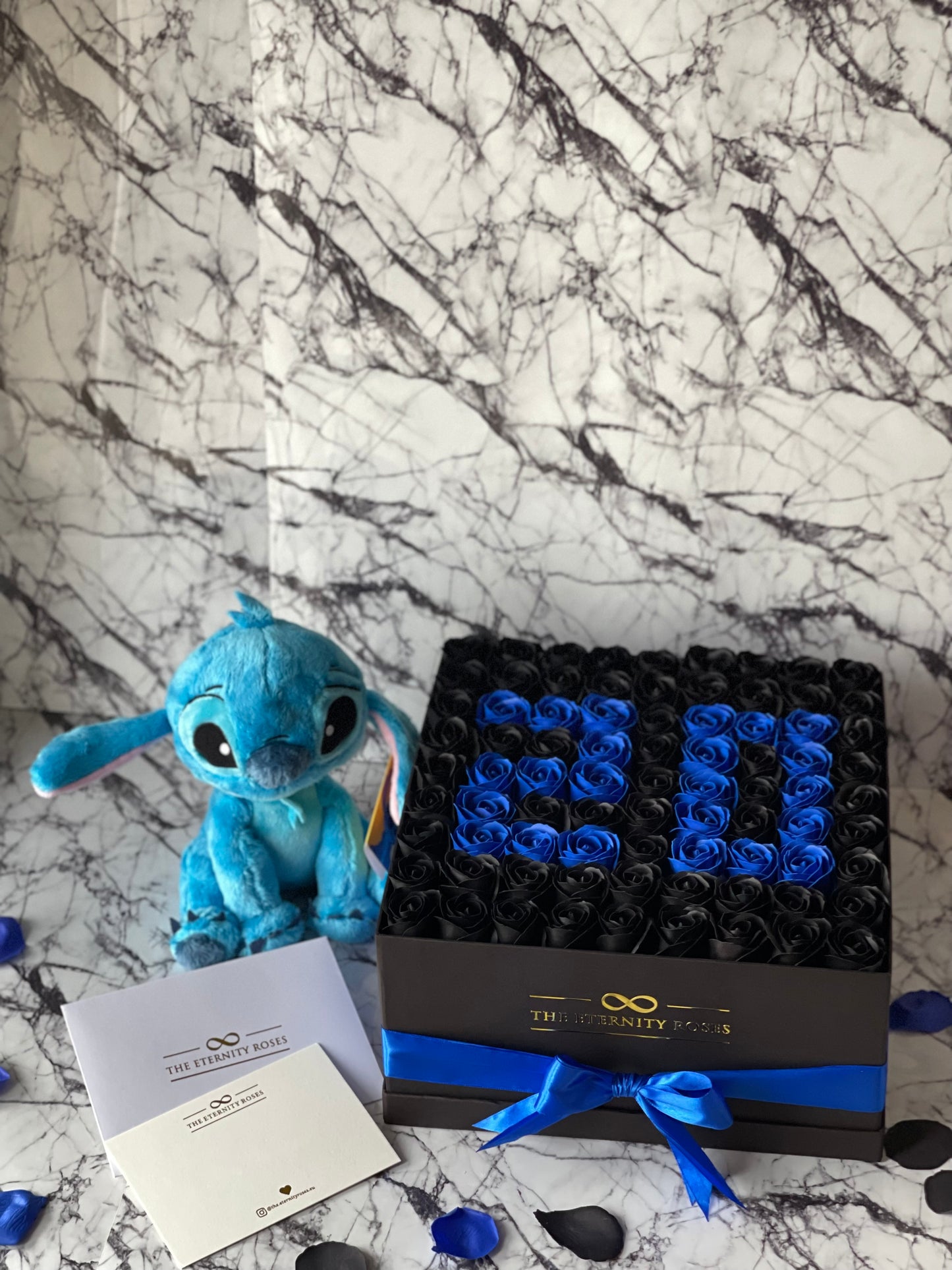 STITCH Number Large Flower Box Black & Blue on Black