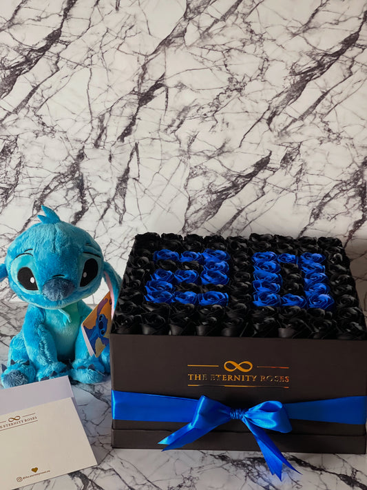 STITCH Number Large Flower Box Black & Blue on Black
