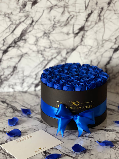 Medium Flower Box Blue on Black