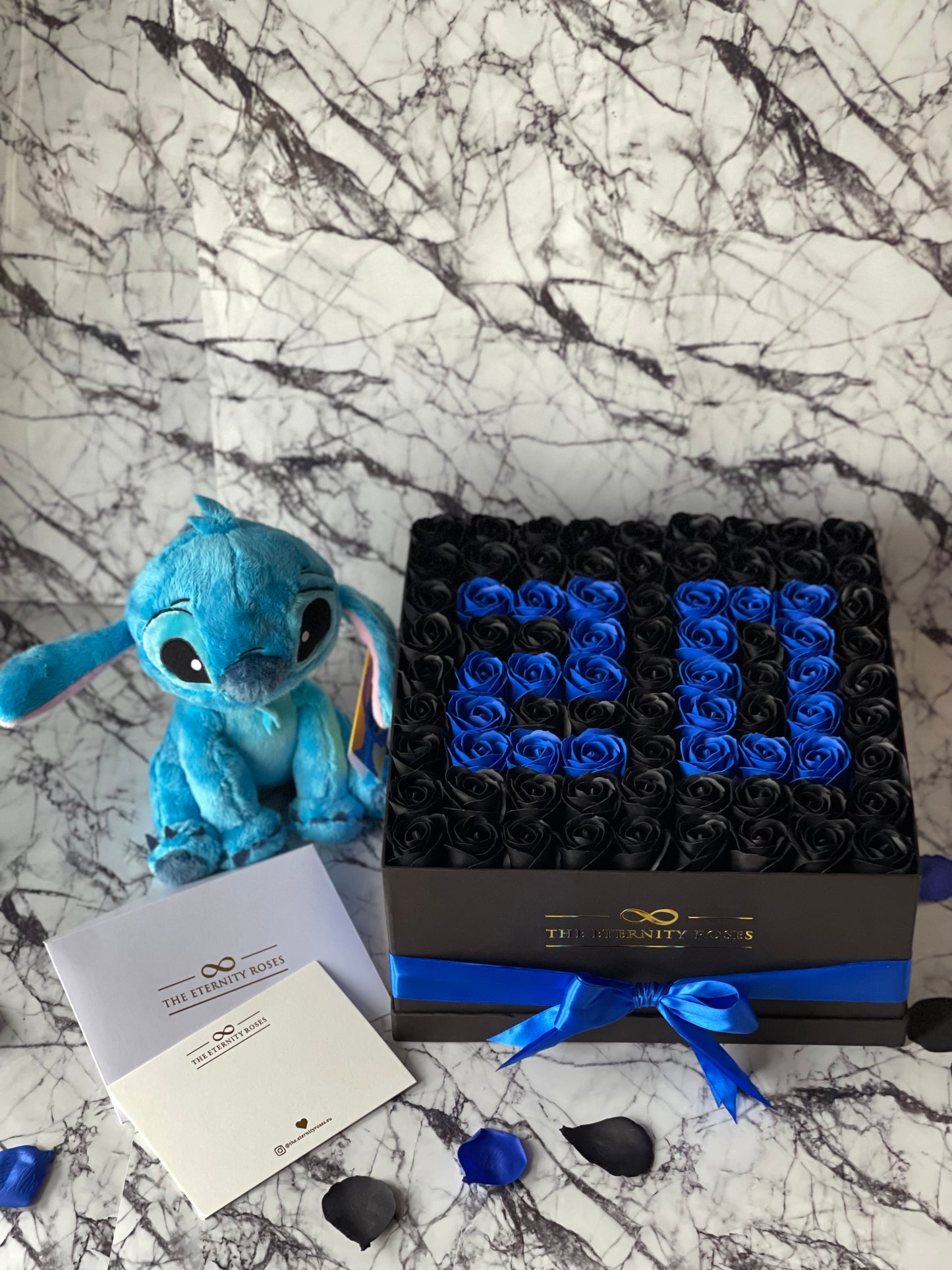 STITCH Number Large Flower Box Black & Blue on Black