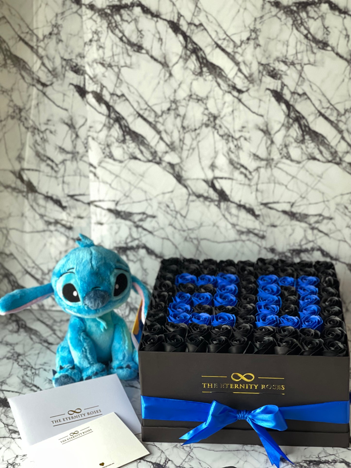 STITCH Number Large Flower Box Black & Blue on Black