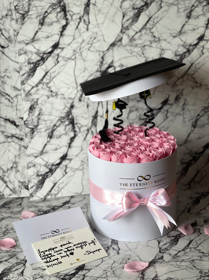 Graduation Cylinder Flower Box | Pink on White