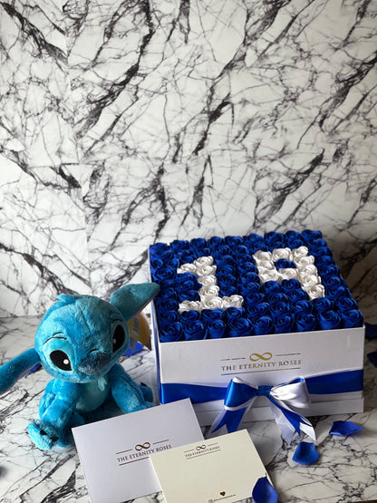 STITCH Number Large Flower Box Blue & White on White