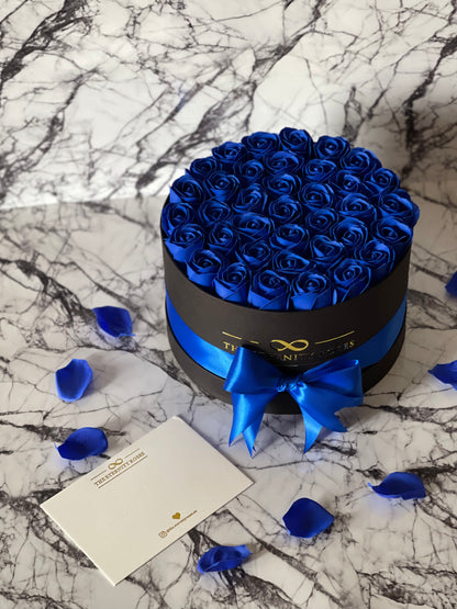 Medium Flower Box Blue on Black