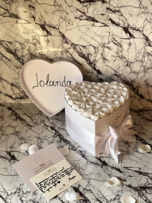 Personalized Heart Flower Box White on White