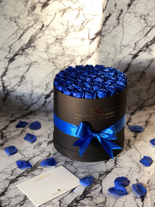 Cylinder Flower Box Blue on Black