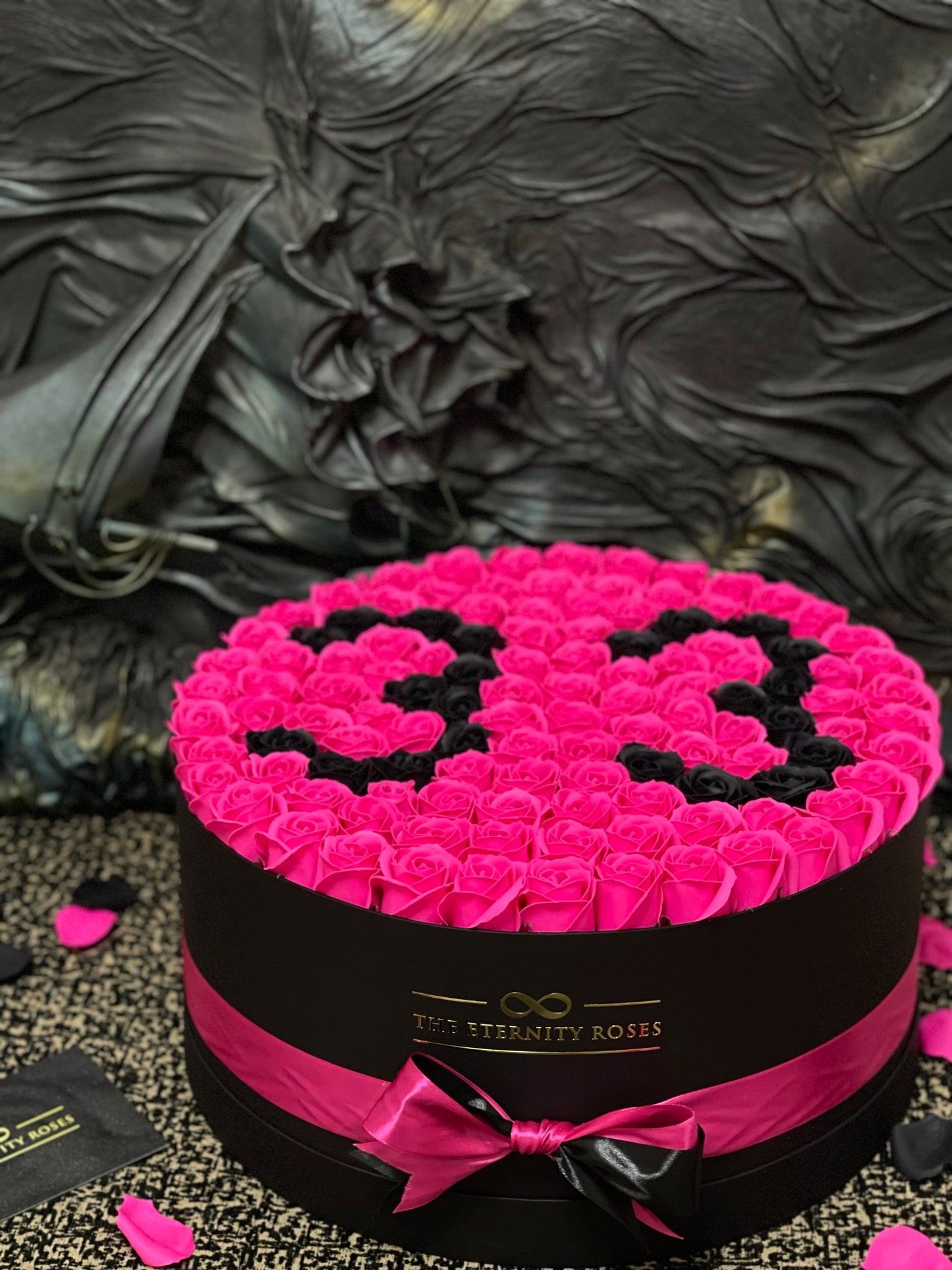 XXL Number Flower Box Intense Pink & Black on Black