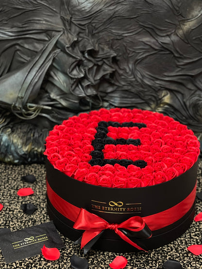 XXL Letter Flower Box Red & Black on Black