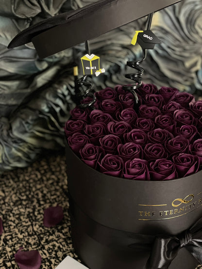 Graduation Cylinder Flower Box | Burgundy on Black