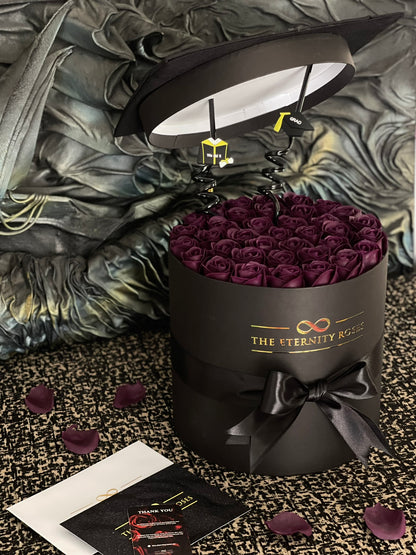 Graduation Cylinder Flower Box | Burgundy on Black