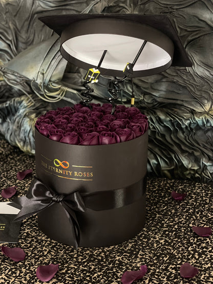 Graduation Cylinder Flower Box | Burgundy on Black