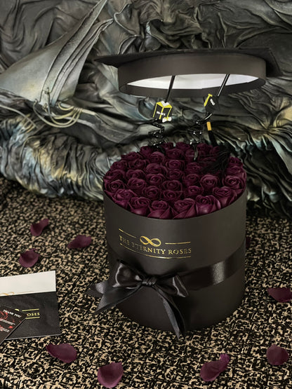 Graduation Cylinder Flower Box | Burgundy on Black