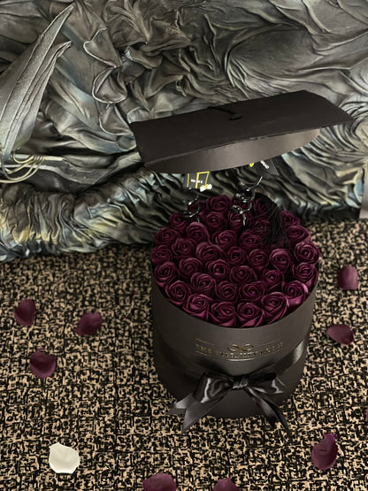 Graduation Cylinder Flower Box | Burgundy on Black