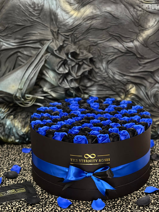 XXL Bicolour Flower Box Blue & Black on Black