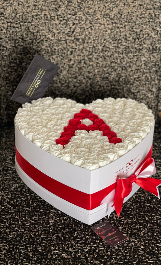 XXL Heart Letter Flower Box White & Red on White