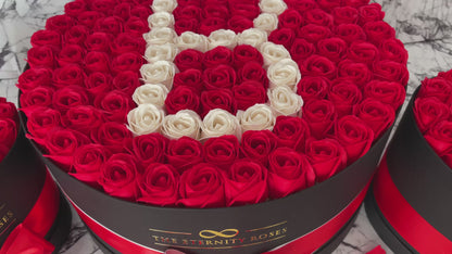 VIP Package - XXL Letter Flower Box with 2 Heart Flower Boxes - Red & White on Black