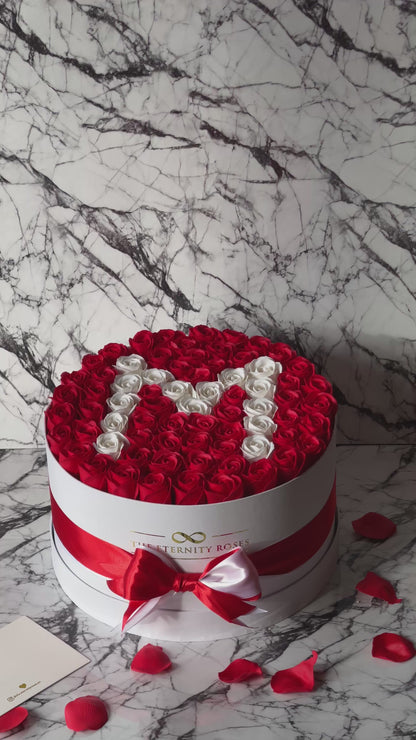 Large Letter Flower Box Red & White on White