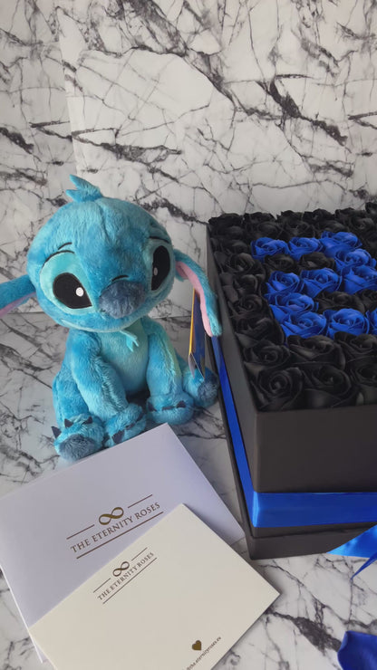 STITCH Number Large Flower Box Black & Blue on Black