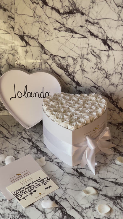 Personalized Heart Flower Box White on White
